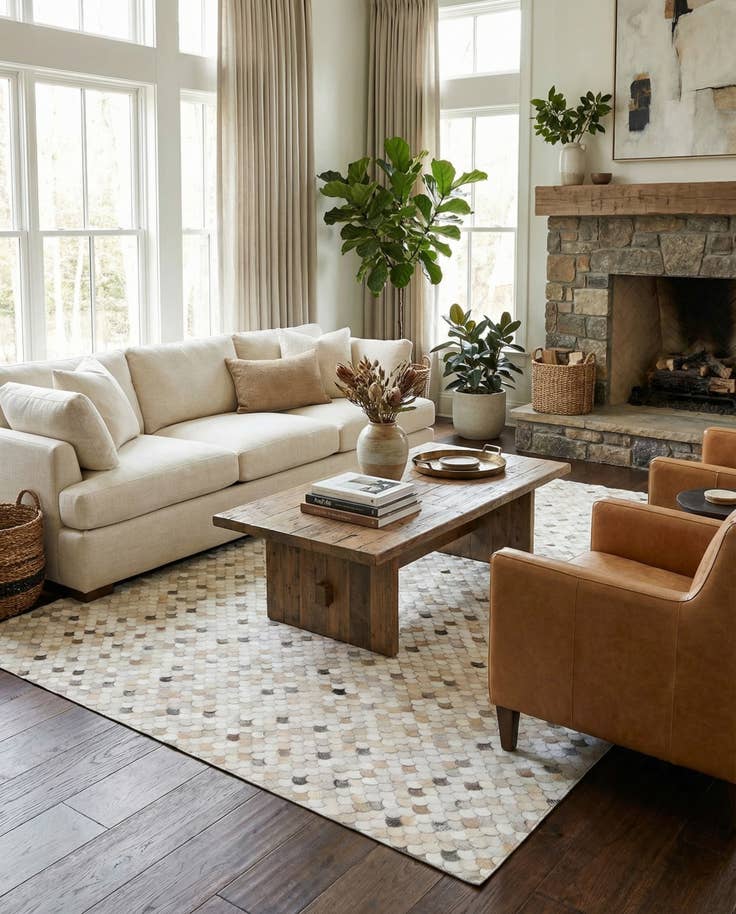 Detail image of 8' x 9' 8 Cowhide Leather Rug