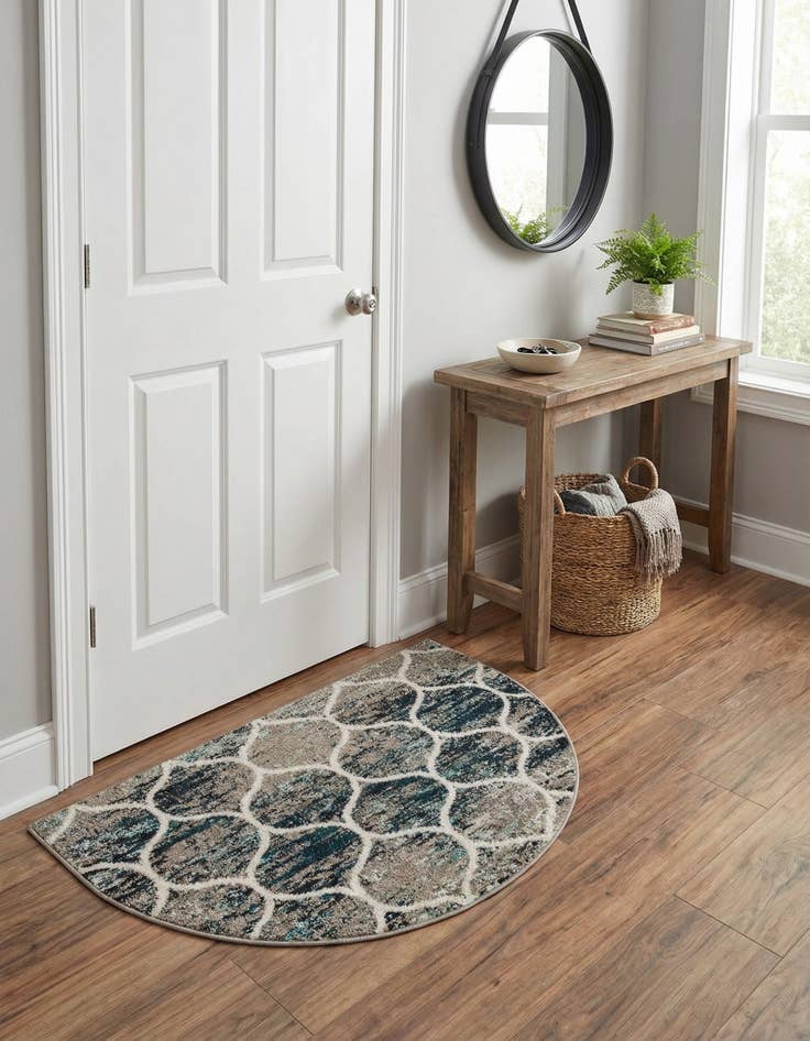 Detail image of 2' 7 x 4' Trellis Frieze Hearth Rug