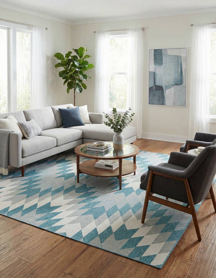 Detail image of 10' x 10'  Washable Modern Indoor / Outdoor Square Rug