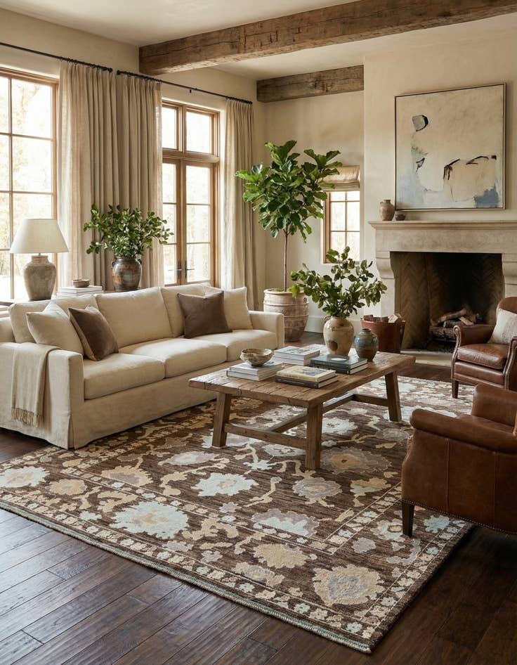 Detail image of  9' x 11' 10  Hand Knotted Oushak Wool Rug