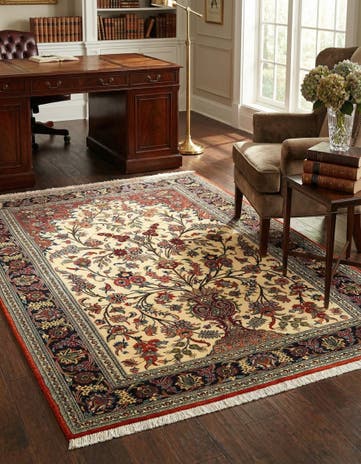 4' 6 x 6' 11 Hand Knotted Qom Persian Rug