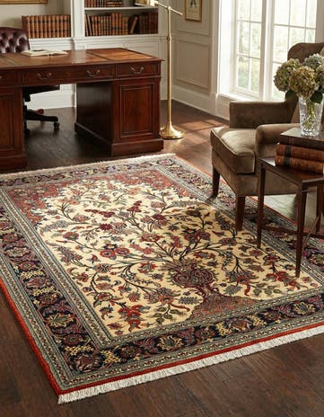 4' 6 x 6' 11 Hand Knotted Qom Persian Rug