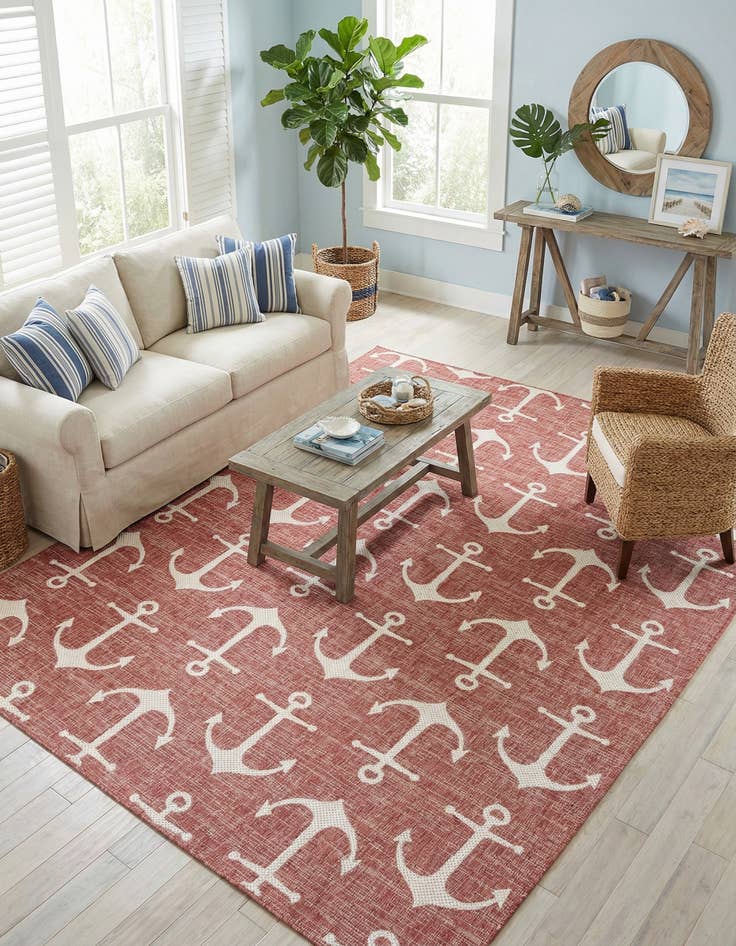 Detail image of 7' 10 x 11'  Washable Coastal Indoor / Outdoor Rug