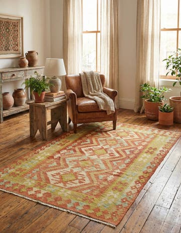 3' 10 x 5' 8 Hand Woven Kilim Waziri Wool Rug
