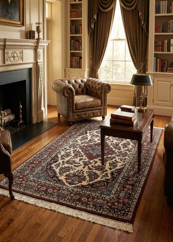 3' 8 x 6' 2 Hand Knotted Sarough Oriental Wool Rug