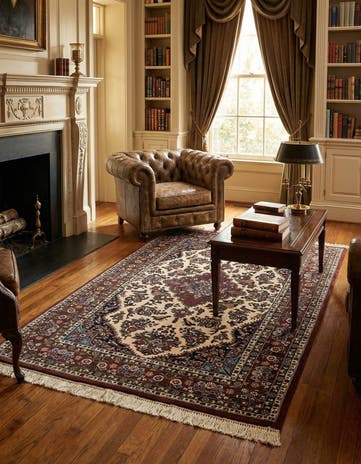 3' 8 x 6' 2 Hand Knotted Sarough Oriental Wool Rug