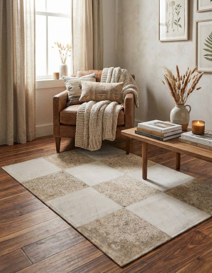 Detail image of 2' x 3' Cowhide Leather Rug