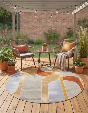 7' 10 x 7' 10 Easy-Clean Modern Indoor / Outdoor Round Rug