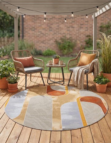 7' 10 x 7' 10 Easy-Clean Modern Indoor / Outdoor Round Rug