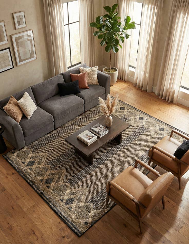 Detail image of 7' 10 x 11'  Washable Modern Indoor / Outdoor Rug