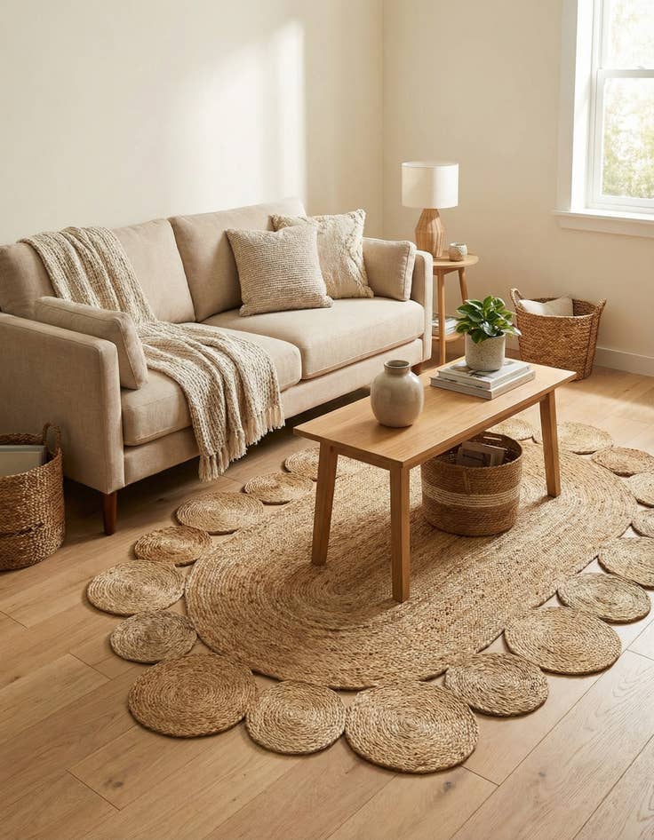 Detail image of 4' 1 x 6' 1  Hand Braided Jute Oval Rug