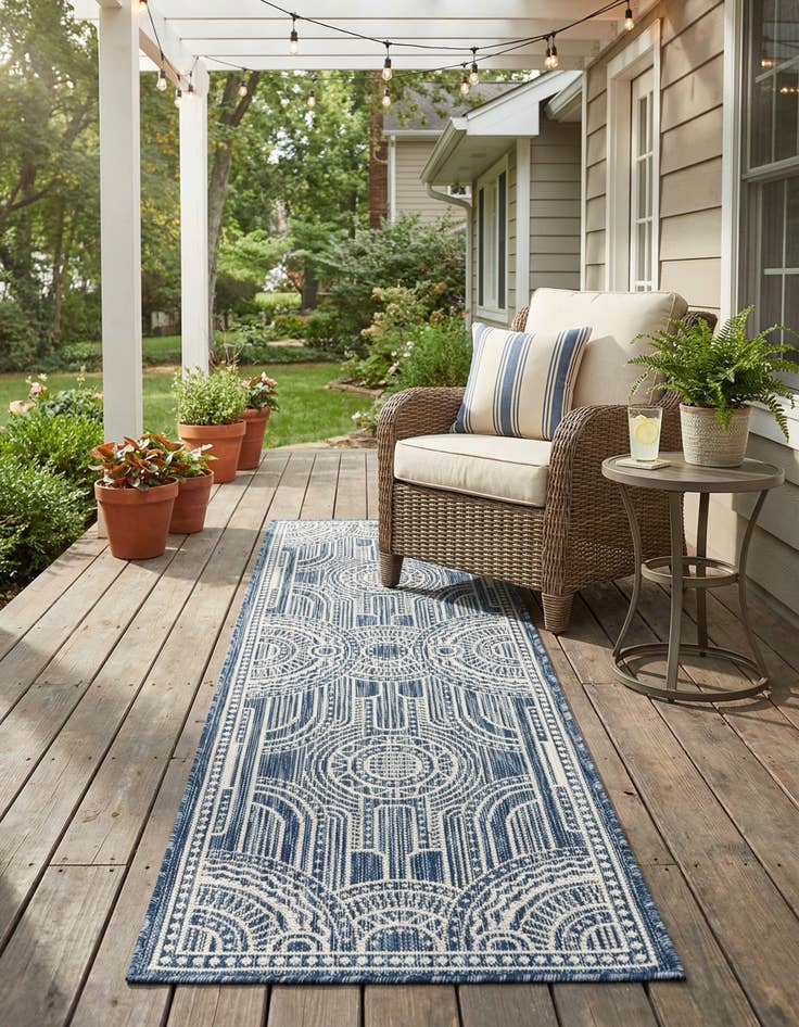 Detail image of 2' x 6'  Washable Traditional Indoor / Outdoor Runner Rug