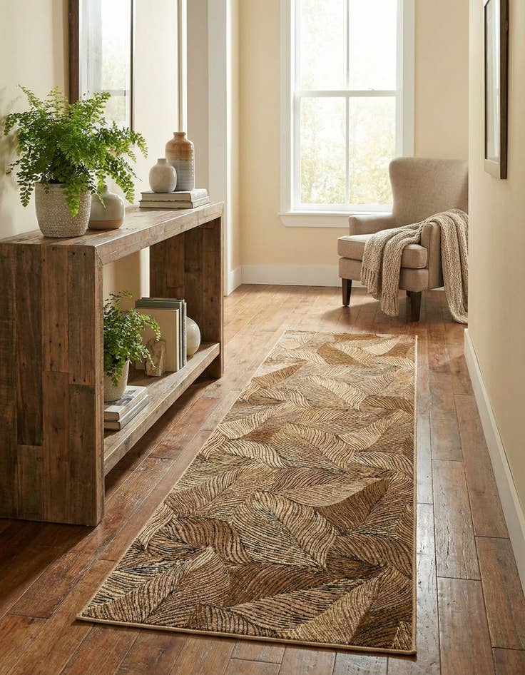 Detail image of  2' 7 x 10'  Washable Botanical Indoor / Outdoor Runner Rug