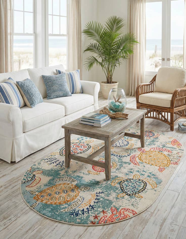 Detail image of 5' x 8'  Washable Capri Oval Rug