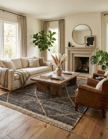 6' 3 x 9' 8 Hand Knotted Moroccan Wool Rug