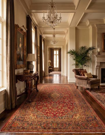 6' 4 x 10' 11 Hand Knotted Kashan Persian Wool Runner Rug