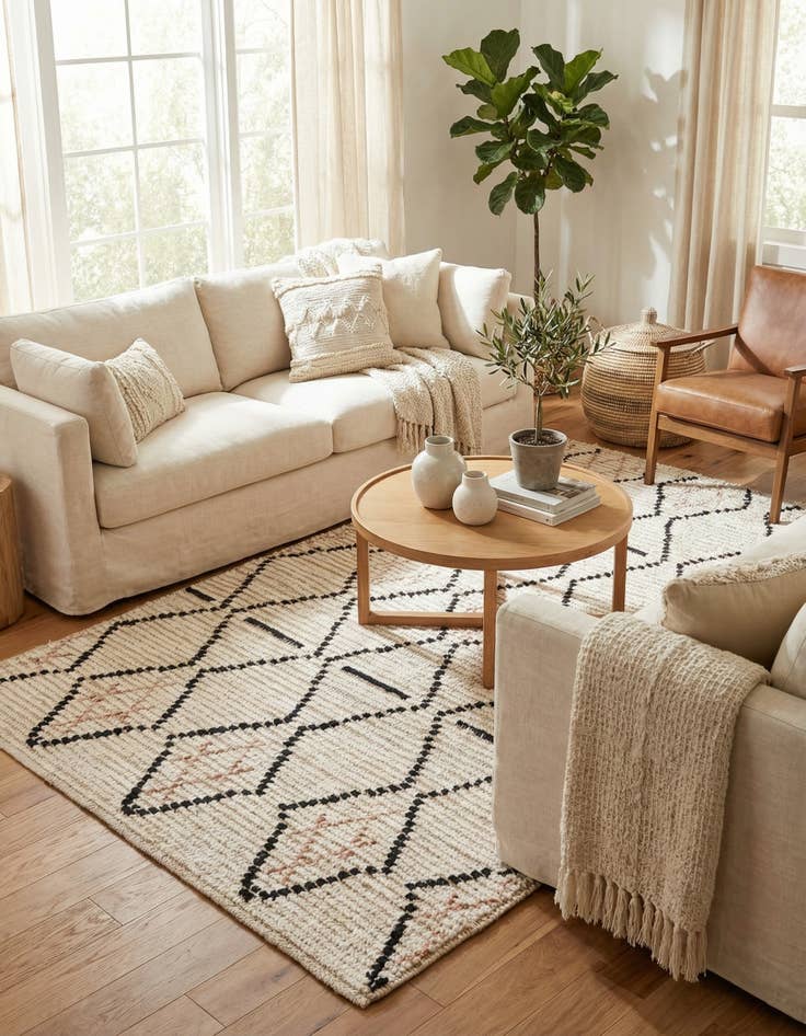 Detail image of 3' 2 x 5' 4  Hand Knotted Moroccan Wool Rug