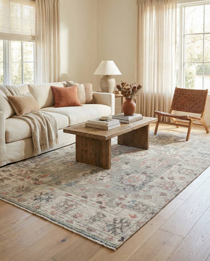 Detail image of 5' 8 x 9' 1 Hand Knotted Oushak Wool Rug