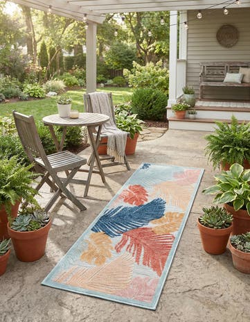2' 2 x 6' Easy-Clean Botanical Indoor / Outdoor Runner Rug