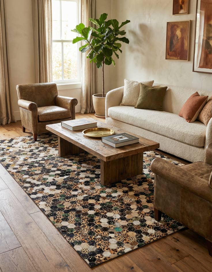 Detail image of  4' 11 x 7' 11 Cowhide - Patchwork Rug