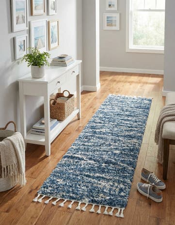 Blue Serenity Shag Runner Rug