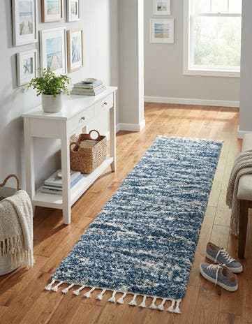 Blue Serenity Shag Runner Rug