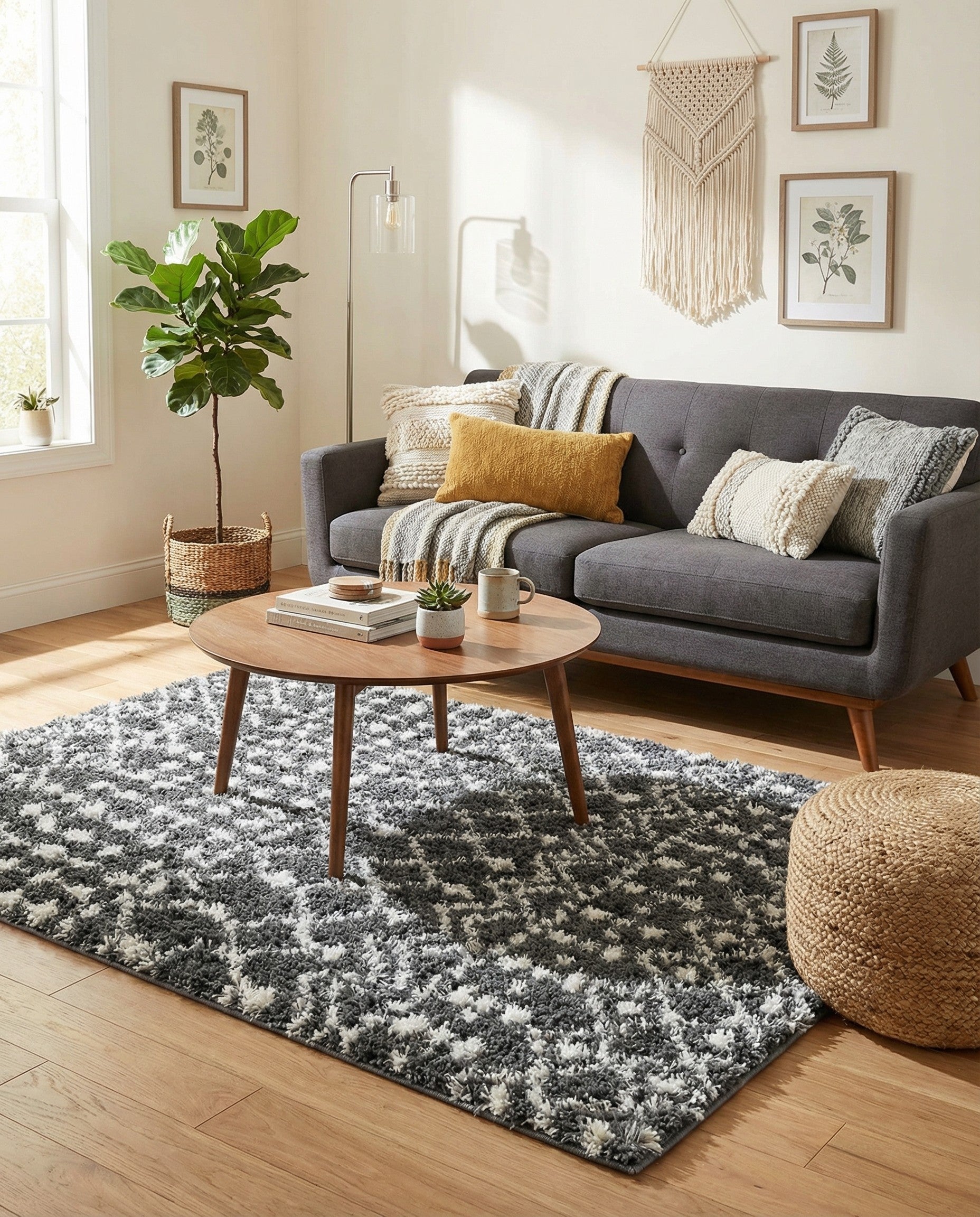  4' x 4' 9 Moroccan Trellis Shag Square Rug