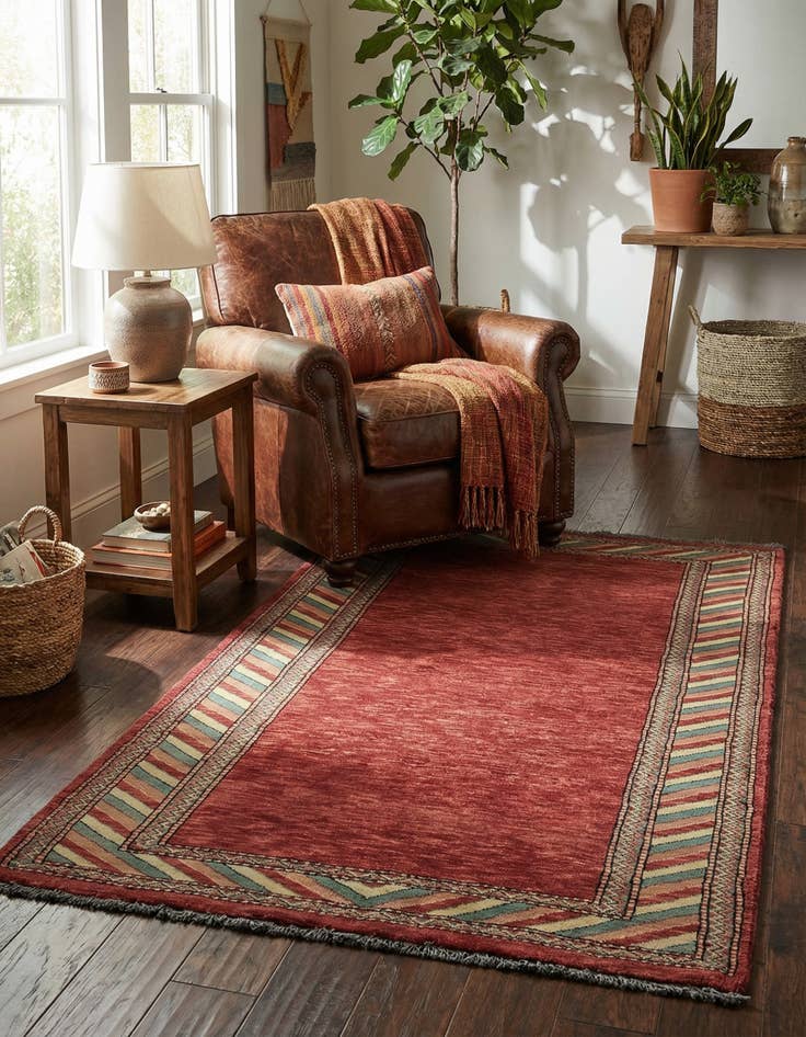 Detail image of 3' 2 x 5' Hand Knotted Kashkuli Gabbeh Oriental Wool Rug