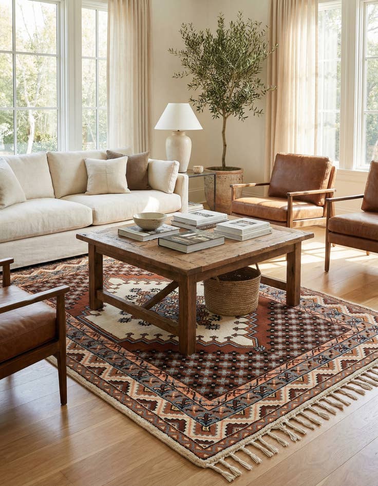 Detail image of 4' 11 x 8' Hand Knotted Moroccan Wool Rug