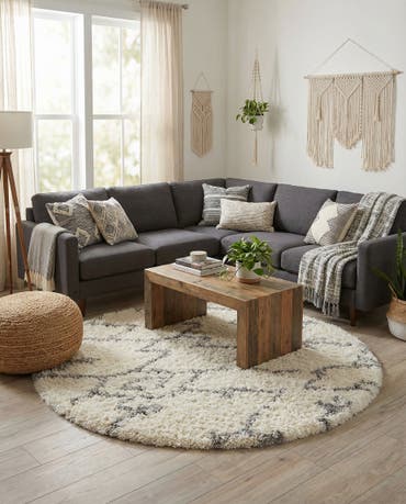  5' x 5' Infinity Shag Round Rug