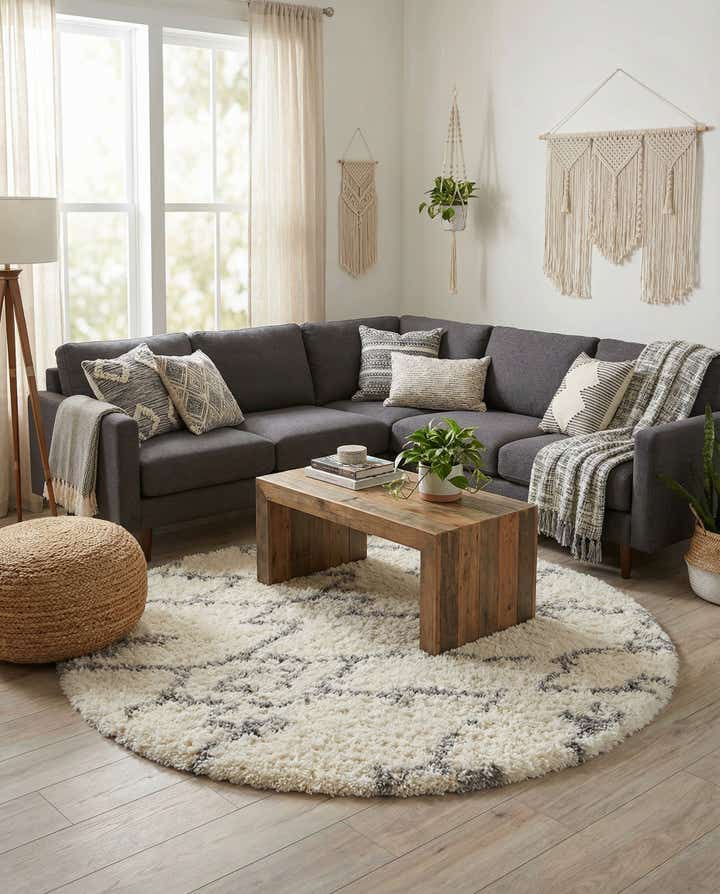 5' x 5' Infinity Shag Round Rug