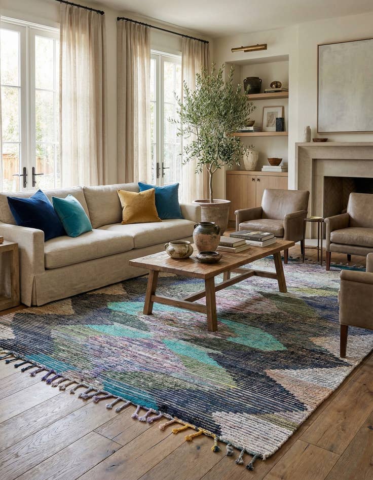 Detail image of 8' 2 x 10'  Hand Knotted Moroccan Wool Rug