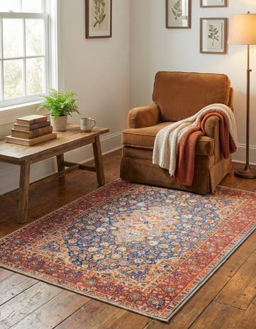 Navy Blue Washable Timeless Rug