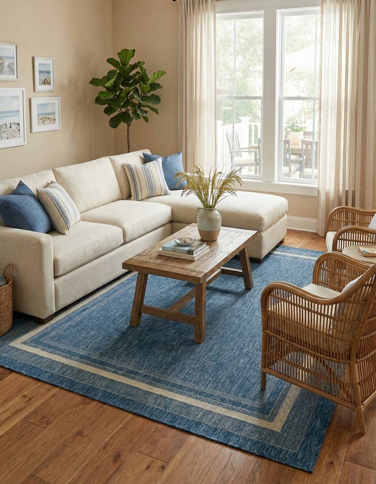 Detail image of  7' x 10'  Washable Border Indoor / Outdoor Rug