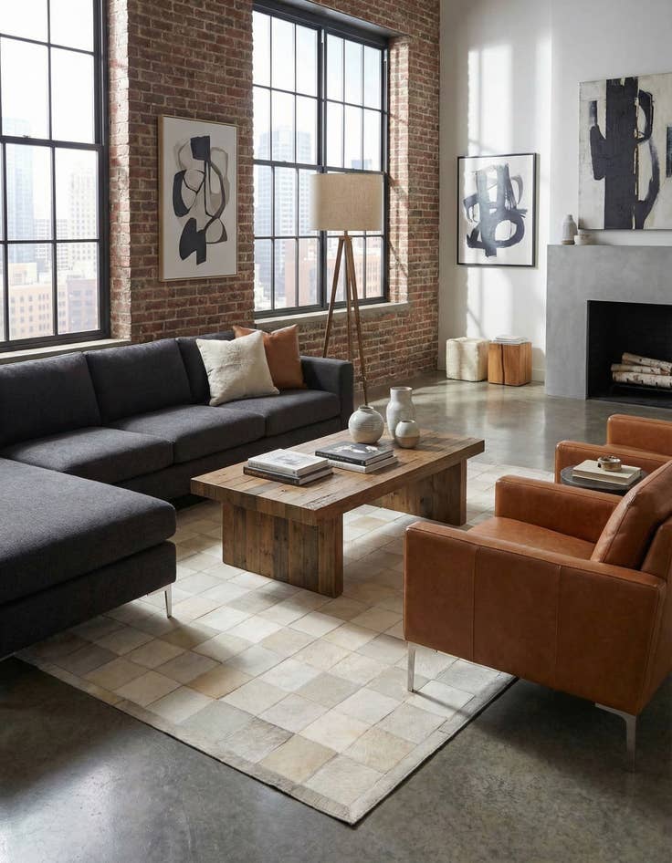 Detail image of 5' 1 x 7' 11 Cowhide - Patchwork Rug