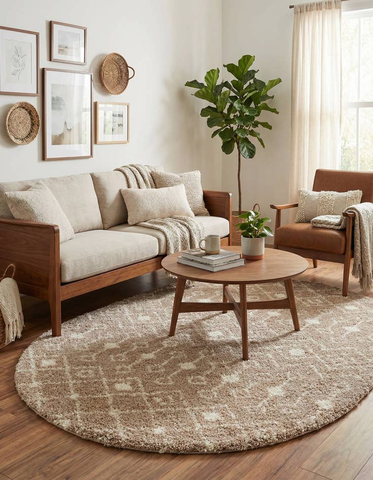 Detail image of  7' 10 x 10' Moroccan Trellis Shag Oval Rug