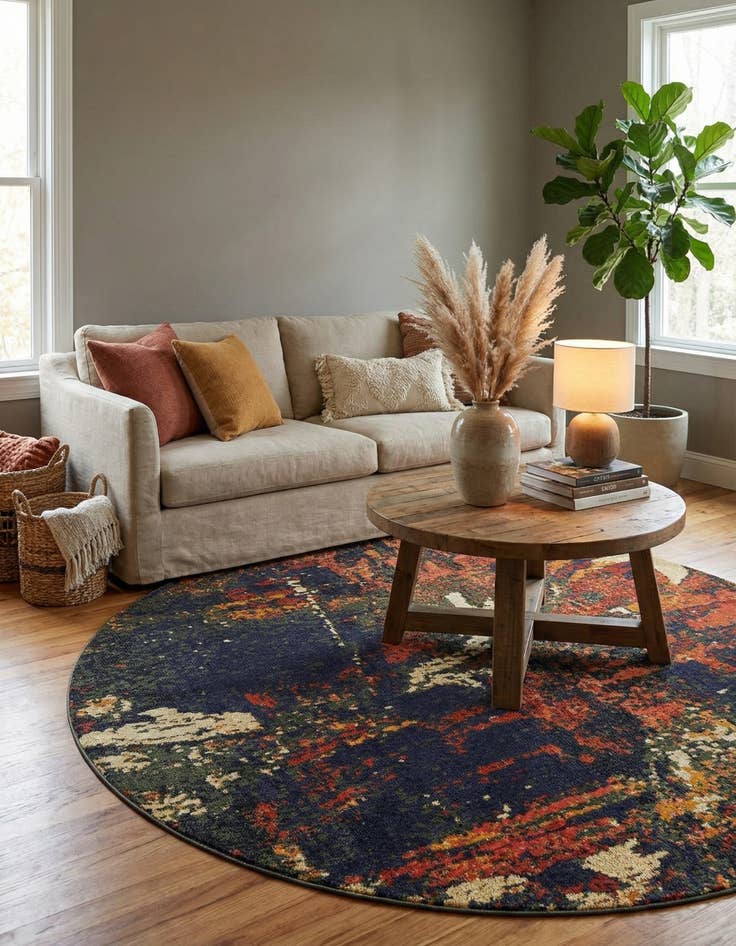 Detail image of 7' 10 x 7' 10  Washable Haerfest Round Rug