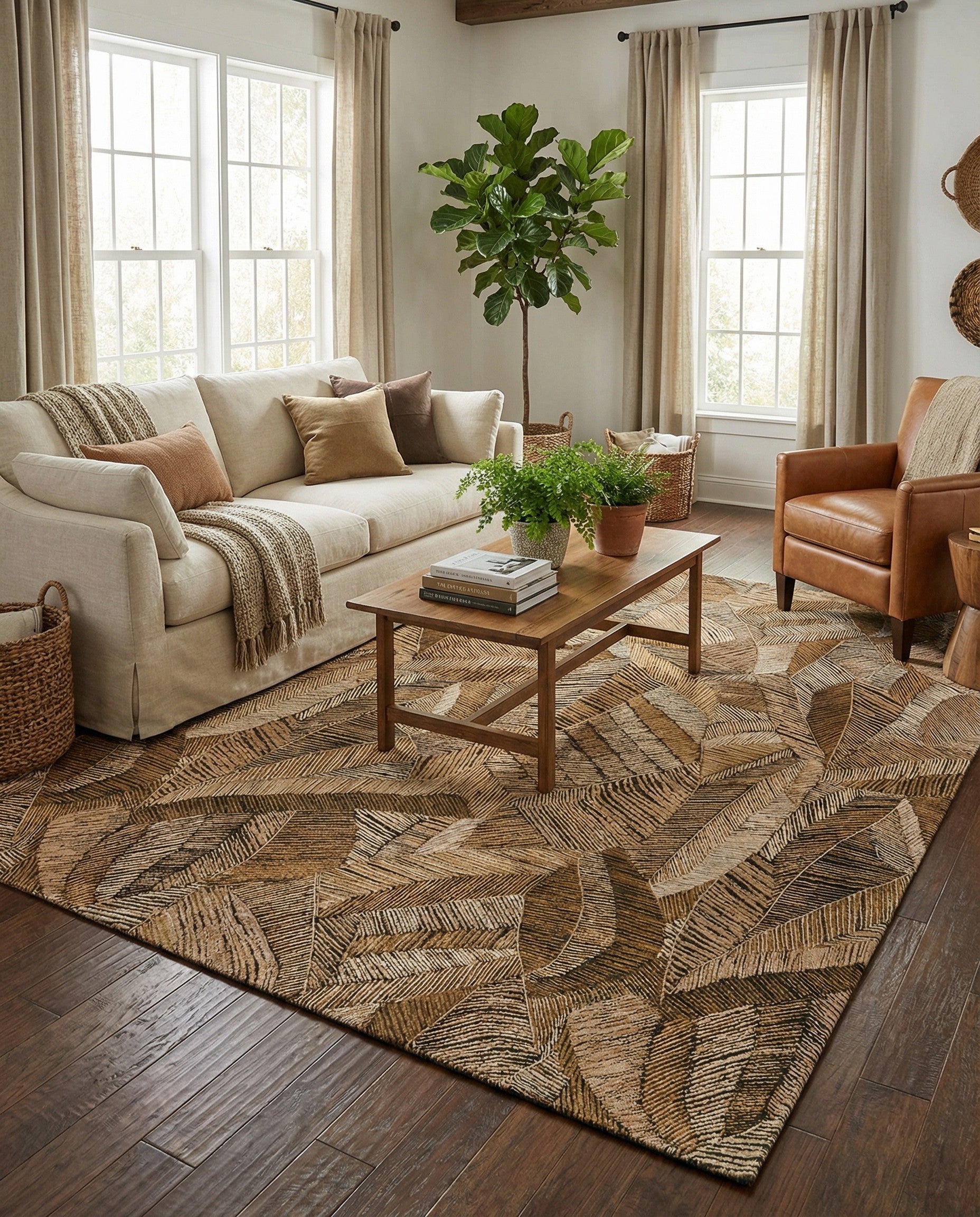 10' x 14' Easy-Clean Botanical Indoor / Outdoor Rug