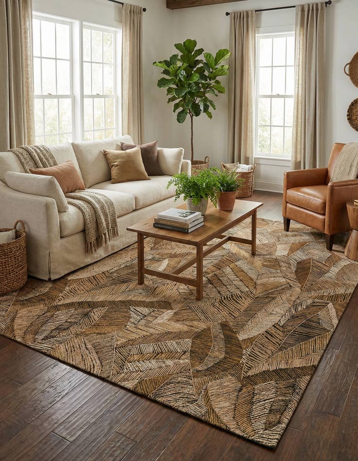 Detail image of 10' x 14' Easy-Clean Botanical Indoor / Outdoor Rug
