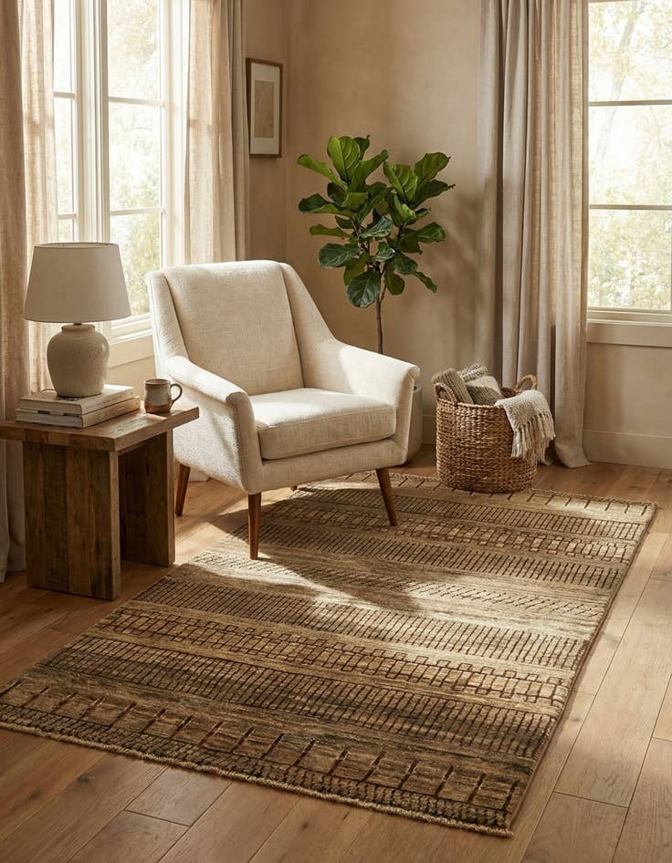 Detail image of 2' 8 x 4' 2  Hand Knotted Modern Ziegler Rug