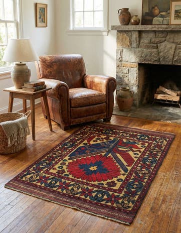 2' 9 x 4' 4 Hand Knotted Sumak Wool Rug