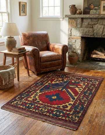 2' 9 x 4' 4 Hand Knotted Sumak Wool Rug