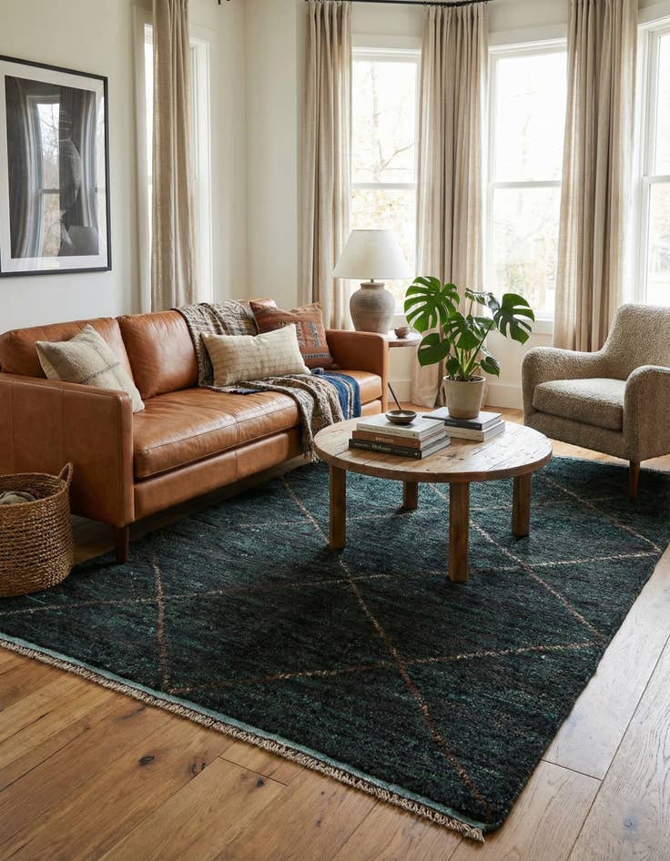 Detail image of 4' 10 x 8' 3  Hand Knotted Moroccan Wool Rug