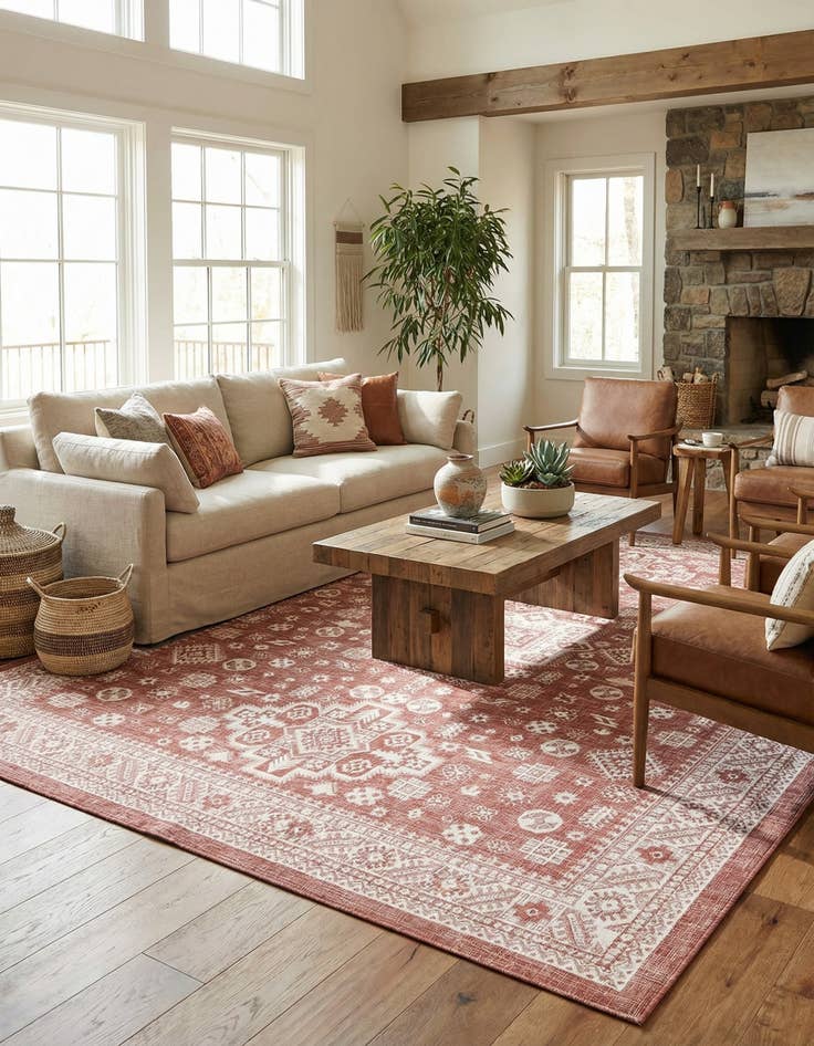 Detail image of 10' x 14'  Washable Aztec Indoor / Outdoor Rug