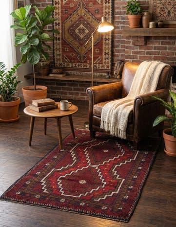 3' x 4' 7 Hand Knotted Balouch Persian Wool Rug
