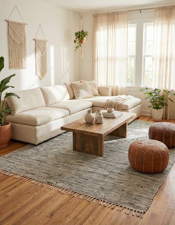8' x 11' Hand Woven Chindi Jute Rug