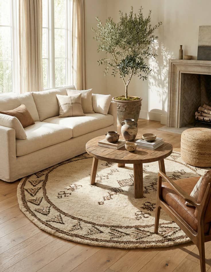 Detail image of 6' 3 x 6' 4  Hand Knotted Moroccan Wool Round Rug