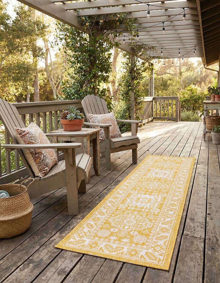 Detail image of 2' x 8'  Washable Aztec Indoor / Outdoor Runner Rug