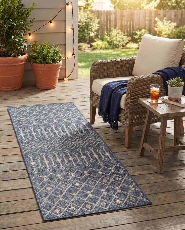 Detail image of 2' x 5' Easy-Clean Trellis Indoor / Outdoor Runner Rug