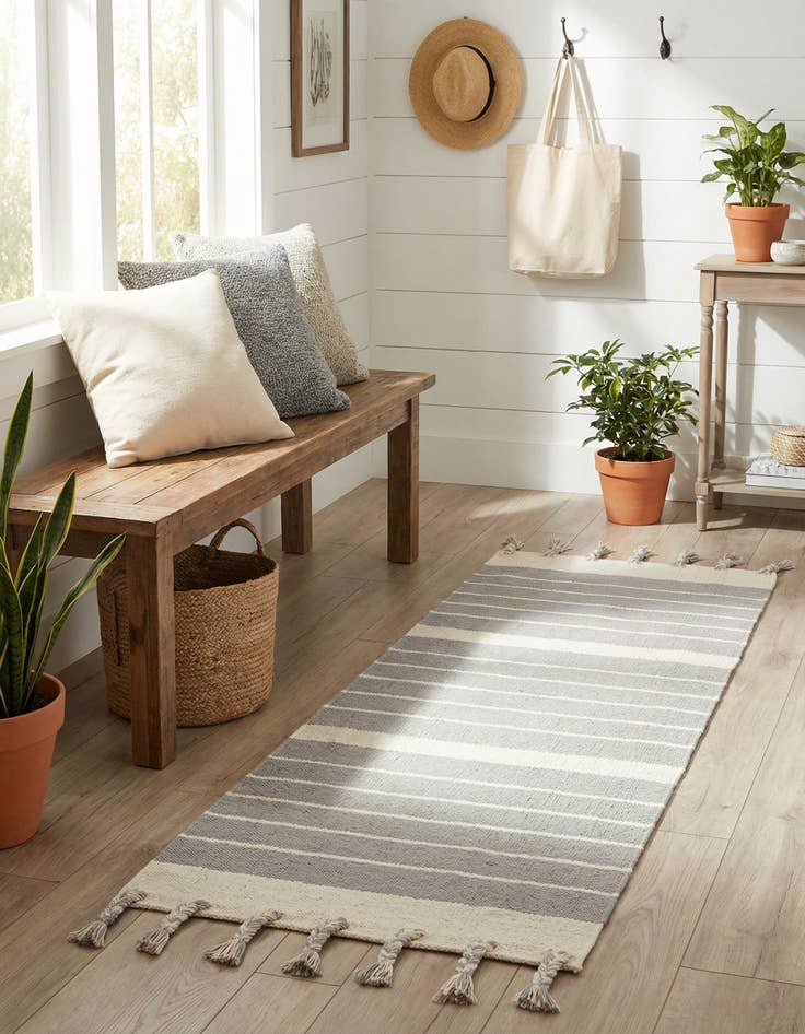 Detail image of 2' 2 x 6' 1  Hand Woven Chindi Cotton Runner Rug